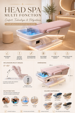 Table de massage Head spa ÉLECTRIQUE multifonction
